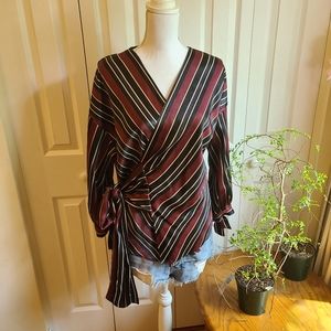 Zara Striped Blouse women with wrap
